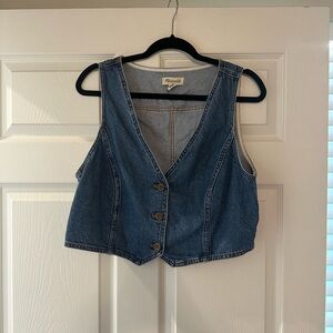 Madewell Blue Denim Sleeveless Blouse